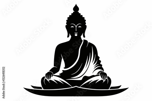 buddha line art silhouette vector illustration