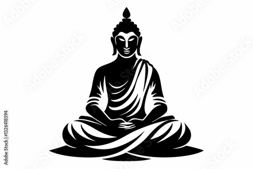 buddha line art silhouette vector illustration