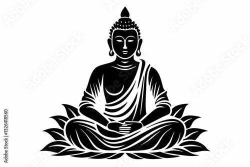 buddha line art silhouette vector illustration