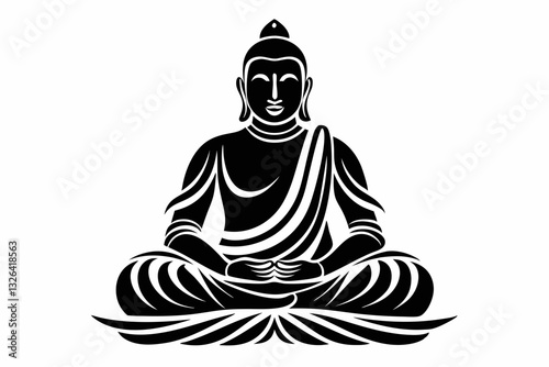 buddha line art silhouette vector illustration