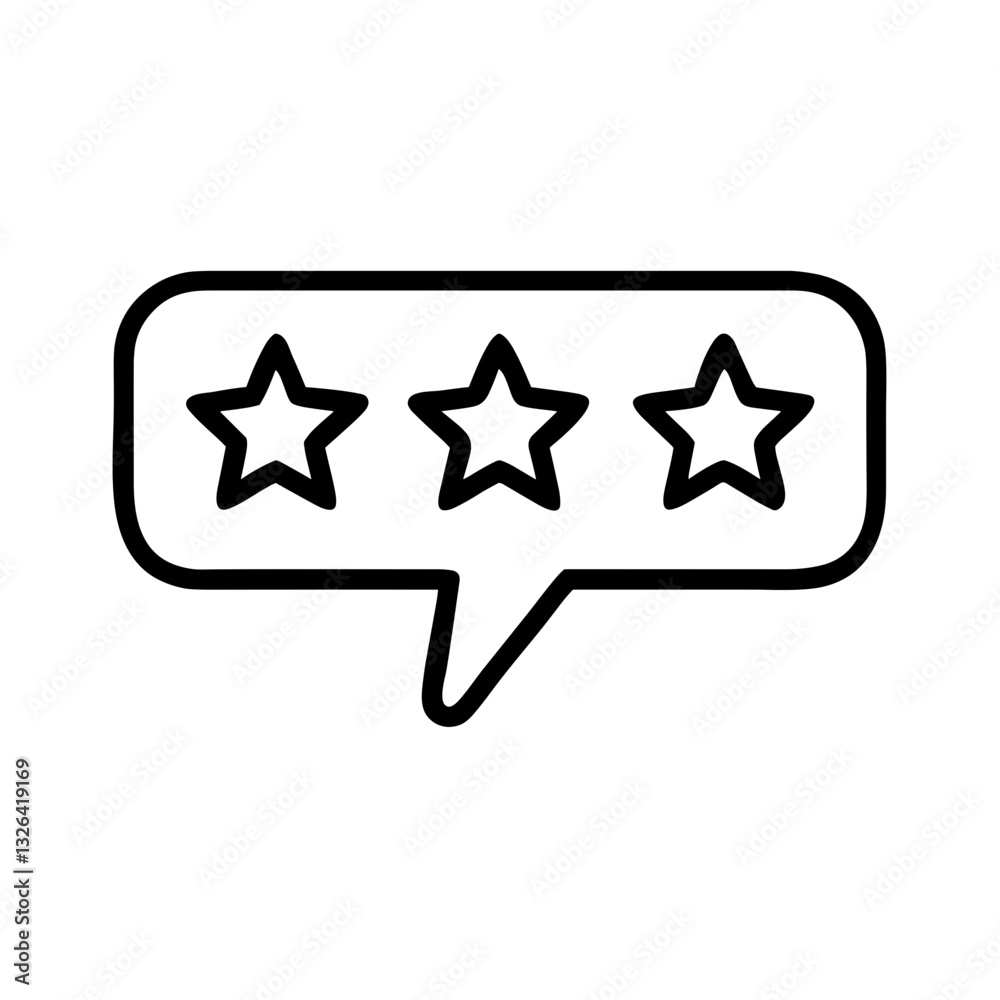Three stars in a speech bubble illustration Three stars in a speech bubble illustration