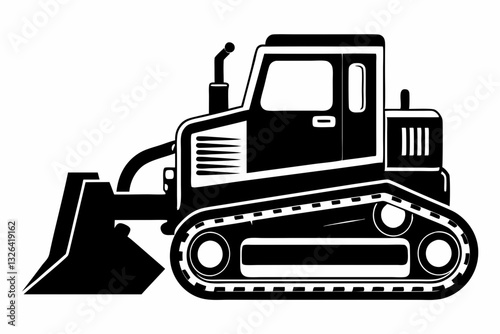 bulldozer line art silhouette vector illustration