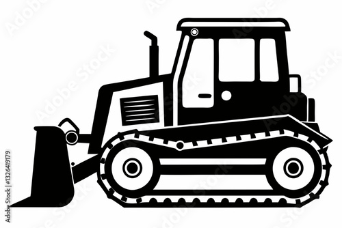 bulldozer line art silhouette vector illustration