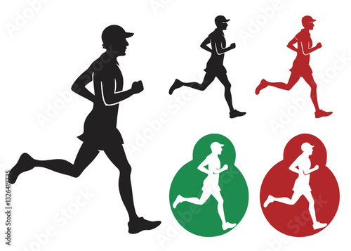 group of runners silhouette vectors
