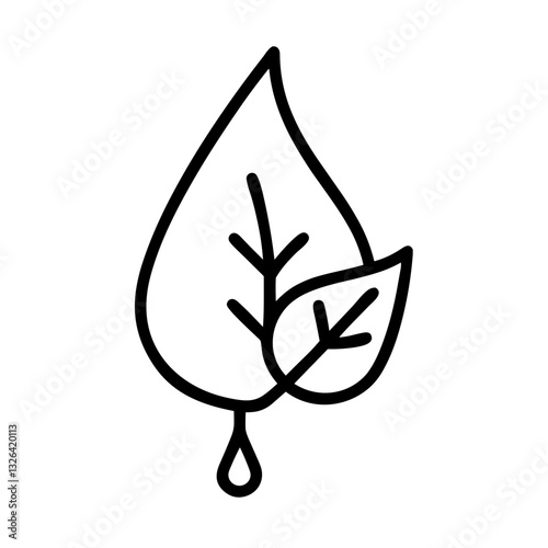Stylized leaves with water droplet in minimalist design