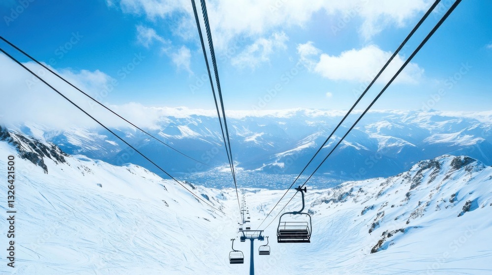 Fototapeta premium A view from a ski lift.