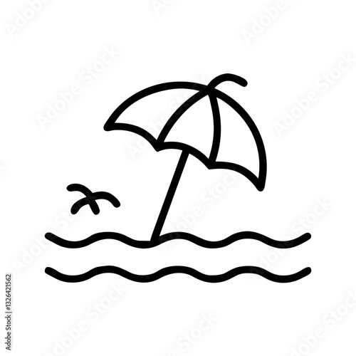 Beach umbrella standing in waves