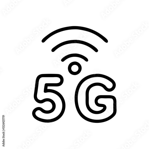 5G symbol with wireless signal waves