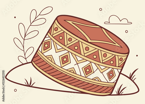 Tanjak melayunese traditional hat hand drawn illustration indonesia culture for festival poster design inspiration
