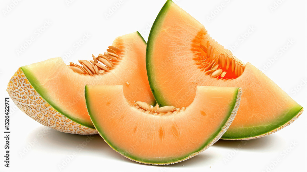 sliced cantaloupe melon isolated on white sliced cantaloupe melon isolated on white