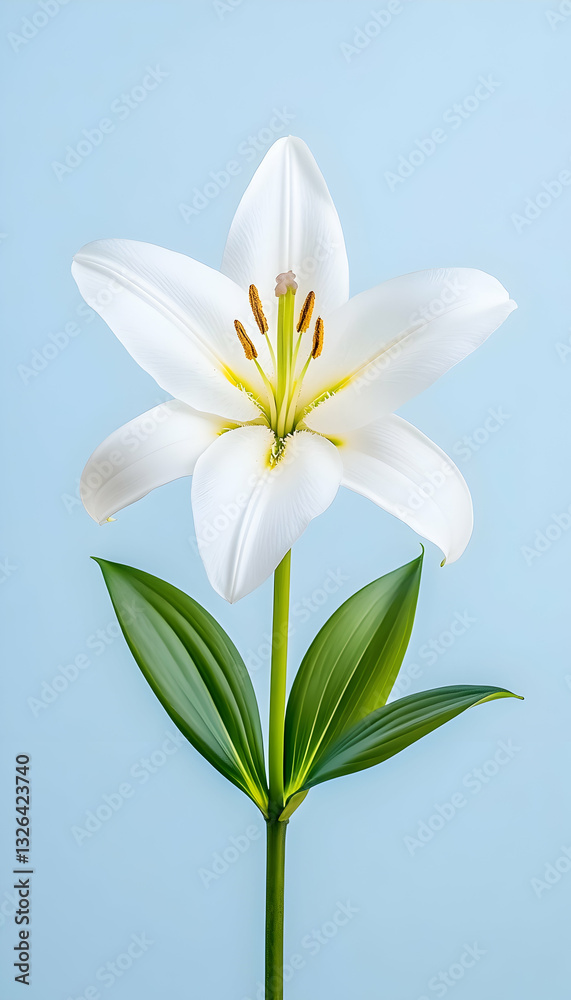 Single white lily, vibrant, elegant