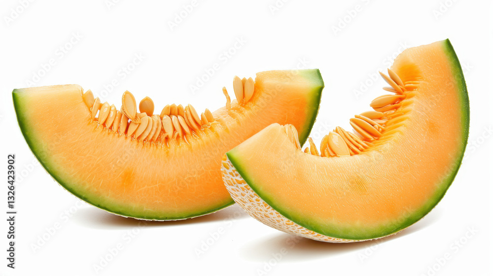 sliced cantaloupe melon isolated on white sliced cantaloupe melon isolated on white