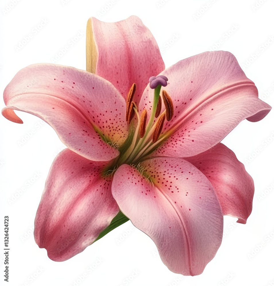 Naklejka premium On a white background, the raw flower lily wercolor is isolated