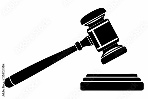 judge gavel line art silhouette vector illustration