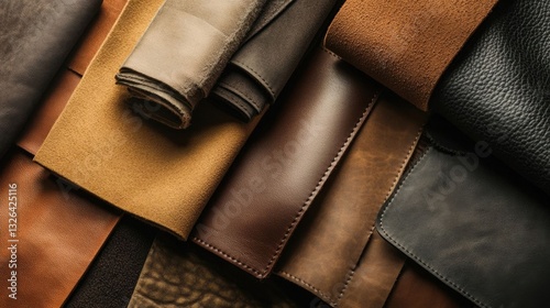 Aesthetic display of leather swatches.
