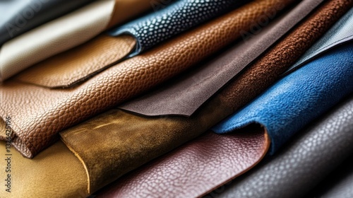 Aesthetic display of leather swatches.