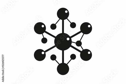 molecule nucleus line art silhouette vector illustration