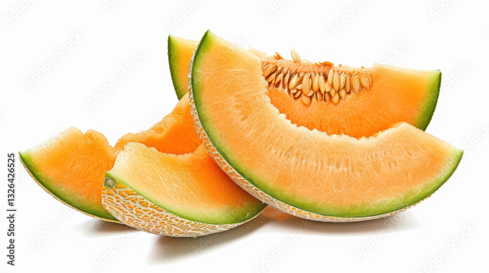 sliced cantaloupe melon isolated on white sliced cantaloupe melon isolated on white