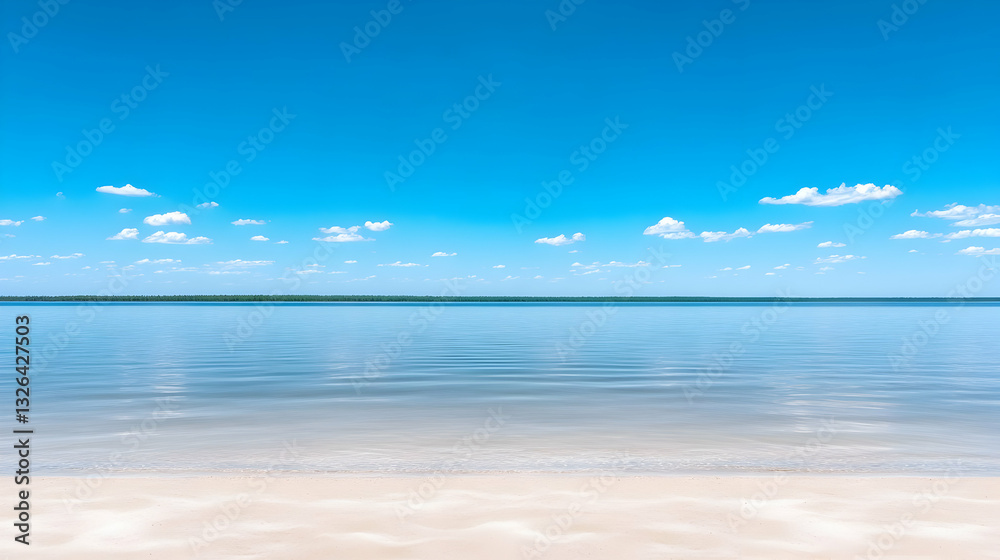 Tranquil beach scene under a vibrant blue sky (1)