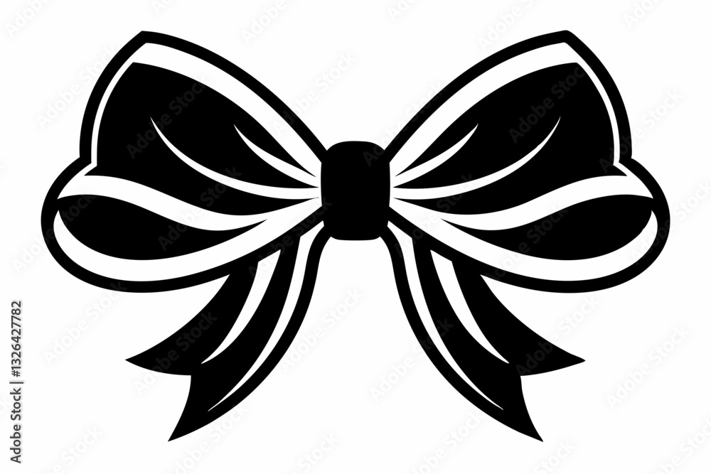 Obraz premium ribbon bow line art silhouette vector illustration