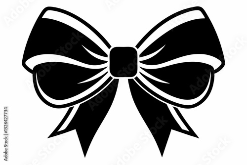 ribbon bow line art silhouette vector illustration