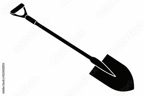 shovel line art silhouette vector illustration