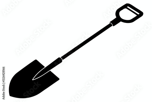 shovel line art silhouette vector illustration