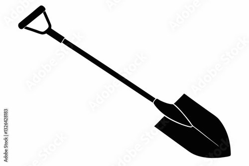shovel line art silhouette vector illustration
