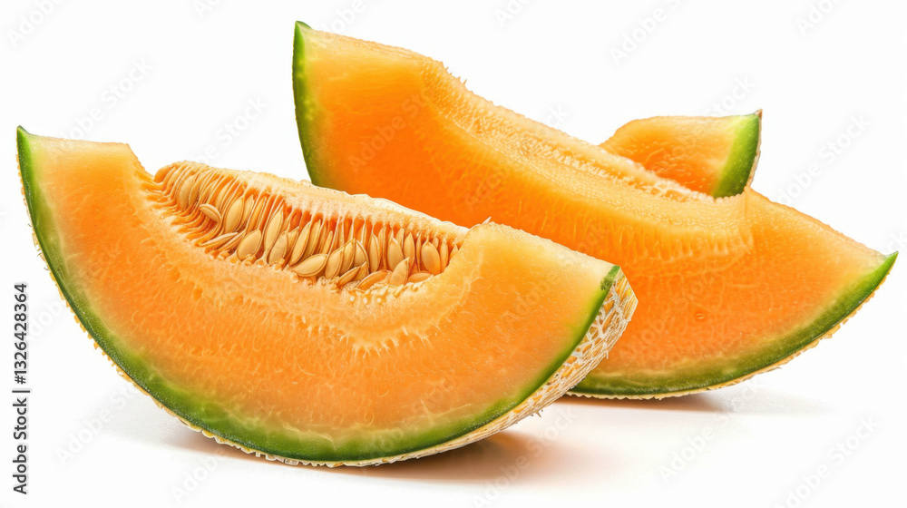 sliced cantaloupe melon isolated on white sliced cantaloupe melon isolated on white