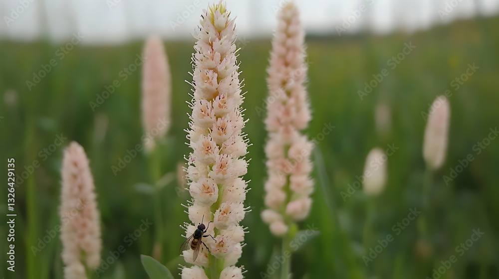 Close-Up of Delicate Flower with Elongated Petals in Natural Green Background Close-Up of Delicate Flower with Elongated Petals in Natural Green Background