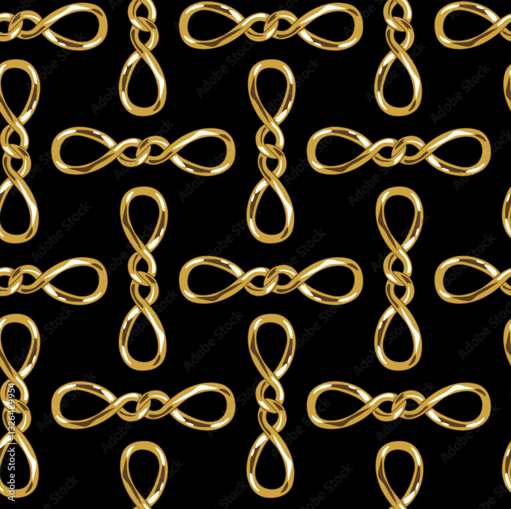 Patron lujoso de simbolo infinito dorado sobre fondo negro