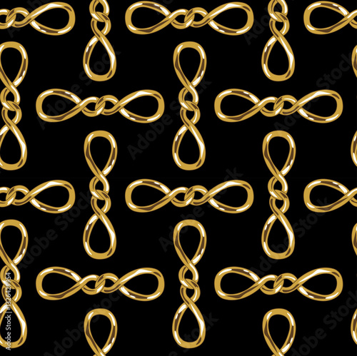 Patron lujoso de simbolo infinito dorado sobre fondo negro