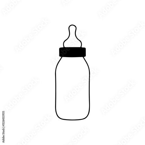 Baby bottle Outline silhouette vector illustration on white background