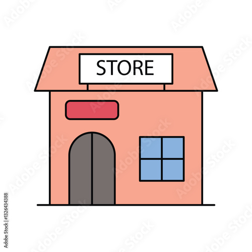 grocery store lineal color line icon with white background vector stock illustration