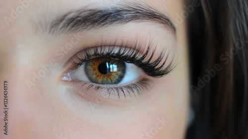 Extended Eyelashes: Hazel Eye Close-up 