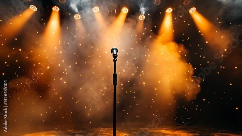 Spotlight on Stage: A Single Microphone Under the Gleam of Stage Lights
