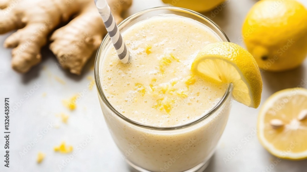 A refreshing keto lemon ginger smoothie.