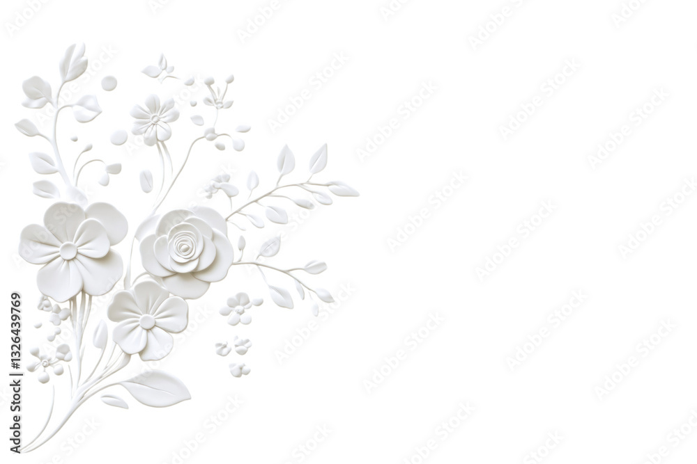 isolated transparent Background. Elegant white floral design with intricate details and textures isolated transparent Background. Elegant white floral design with intricate details and textures