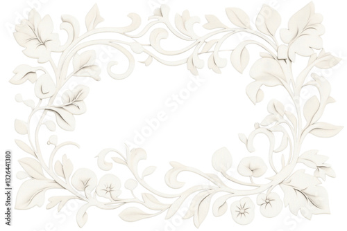 isolated transparent Background. Elegant floral frame design with intricate leaf patterns and curves