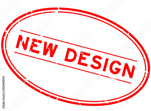 Grunge red new design word oval rubber seal stamp on white background