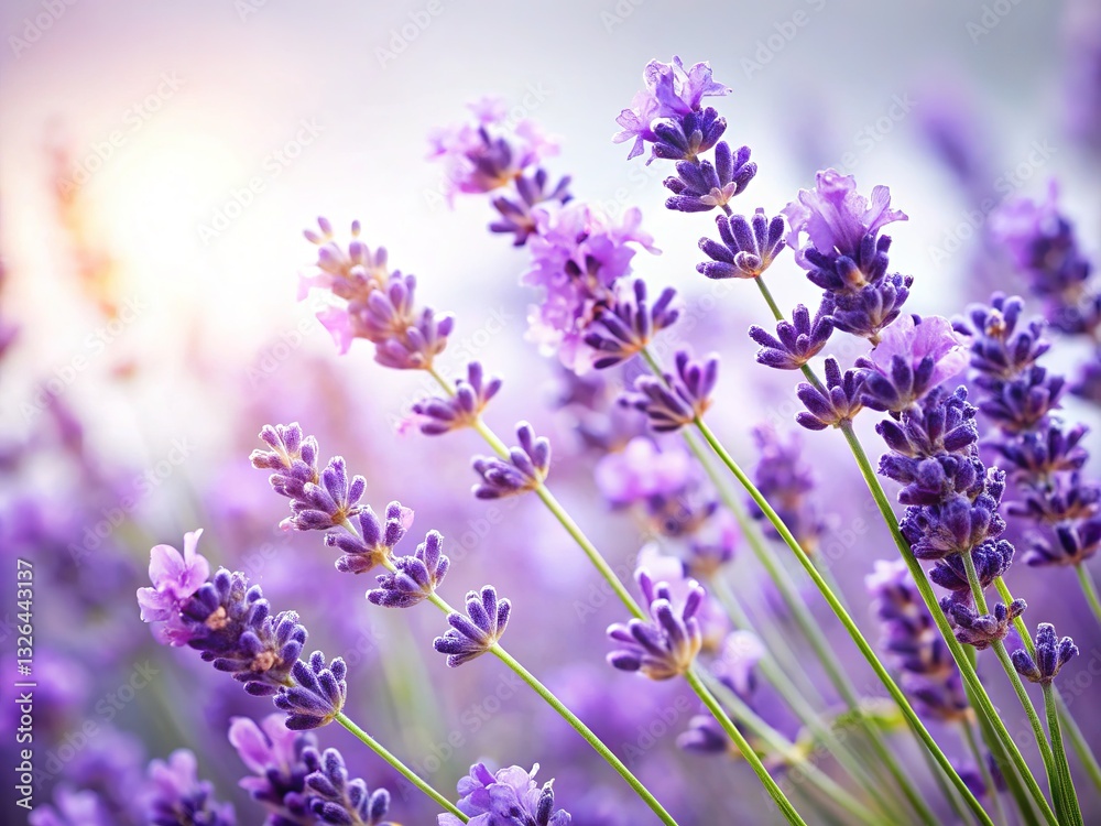 Naklejka premium Lavandin flowers, white background, elegant floral art.