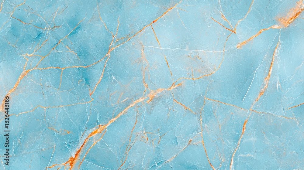 Fototapeta premium Beautiful Light Blue Marble Texture with Golden Veins and Patterns