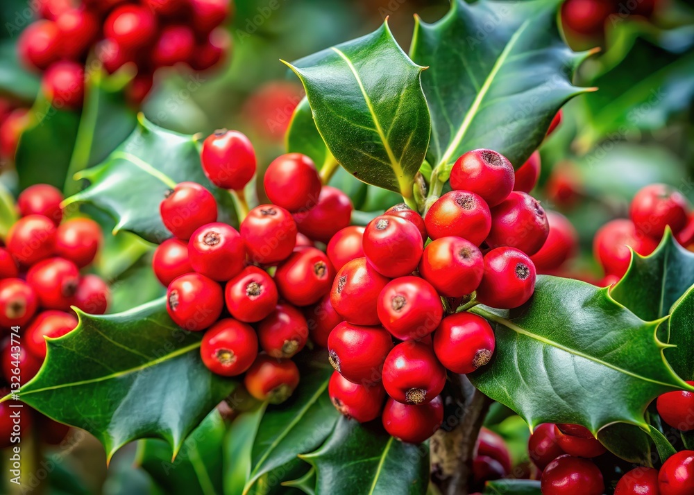Intricate details of a holly bush, a winter evergreen. Intricate details of a holly bush, a winter evergreen.