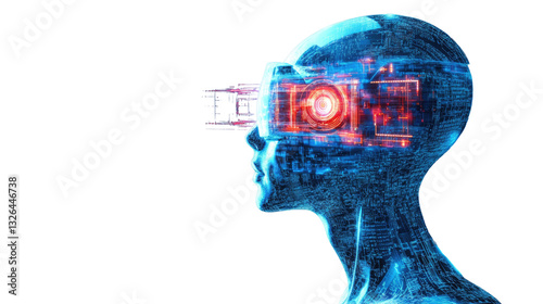 Cyber Vision: A person is immersed in the digital realm, captured wearing futuristic VR glasses, blending technology and the human experience