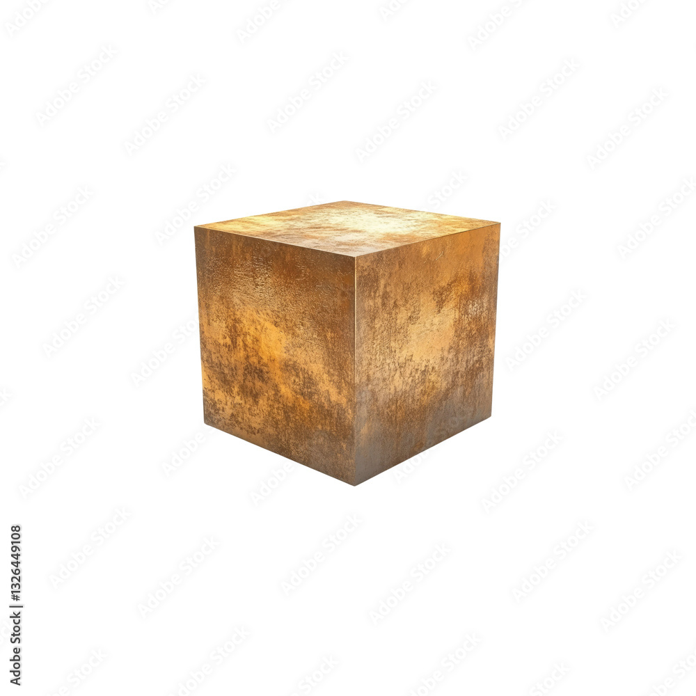 Golden Rusted Cube Abstract 3D Render of a Textured Block Golden Rusted Cube Abstract 3D Render of a Textured Block