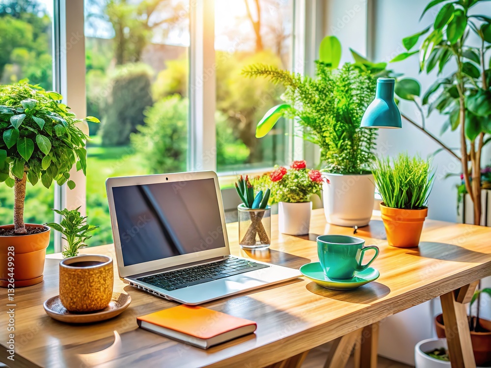 Elevated workspace: minimalist desk, smart tech integration. Inspiring work from home. Elevated workspace: minimalist desk, smart tech integration. Inspiring work from home.