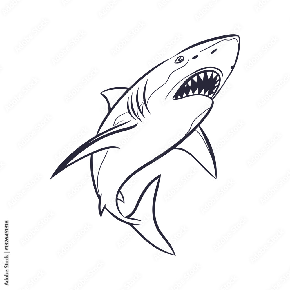 Fototapeta premium Shark Hand Drawn Style Vector Clipart Isolated Illustration on white background.