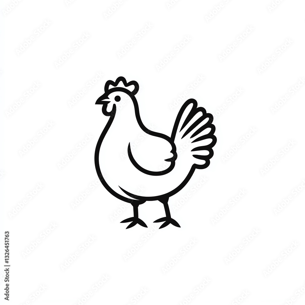 Elegant Minimalist Black Line Art Logo Design of a Chicken Elegant Minimalist Black Line Art Logo Design of a Chicken