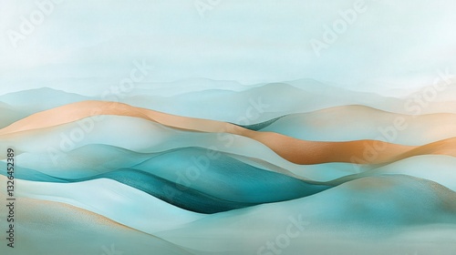 Soft desert layers in aquamarine and shimmering bronze plain background