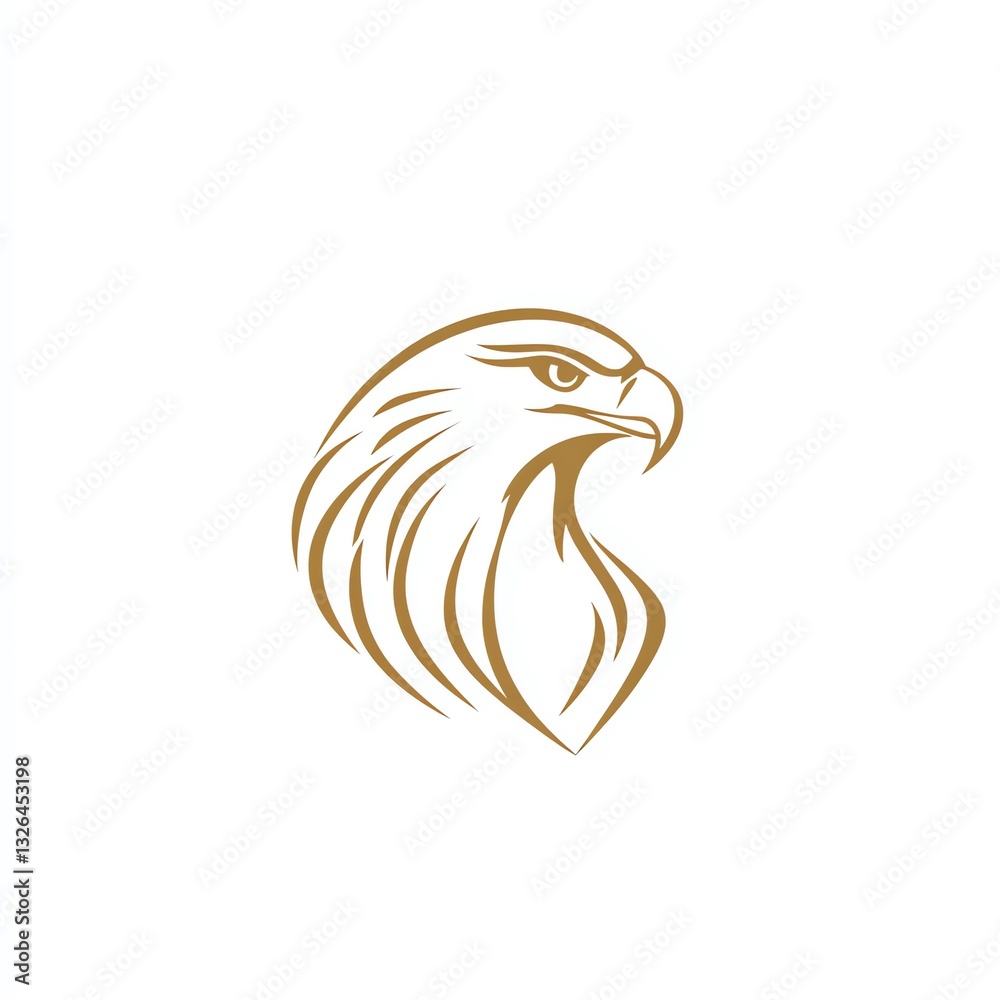Fototapeta premium Majestic Golden Eagle Head Profile A Minimalist Line Art Logo Design, Elegant and Powerful Symbolism.